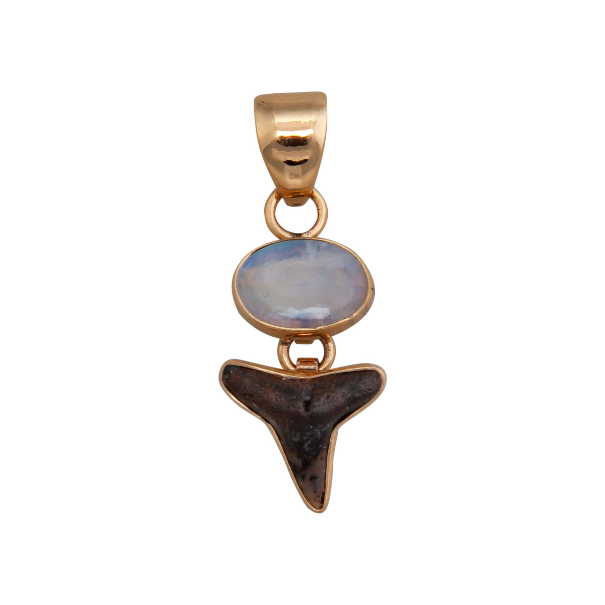 Alchemia Rainbow Moonstone &amp; Shark Tooth Pendant - Charles Albert Jewelry