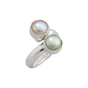 Sterling Silver Pearl Bypass Adjustable Ring | Charles Albert Jewelry