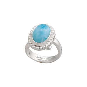 Sterling Silver Larimar Oval Rope Adjustable Ring | Charles Albert Jewelry