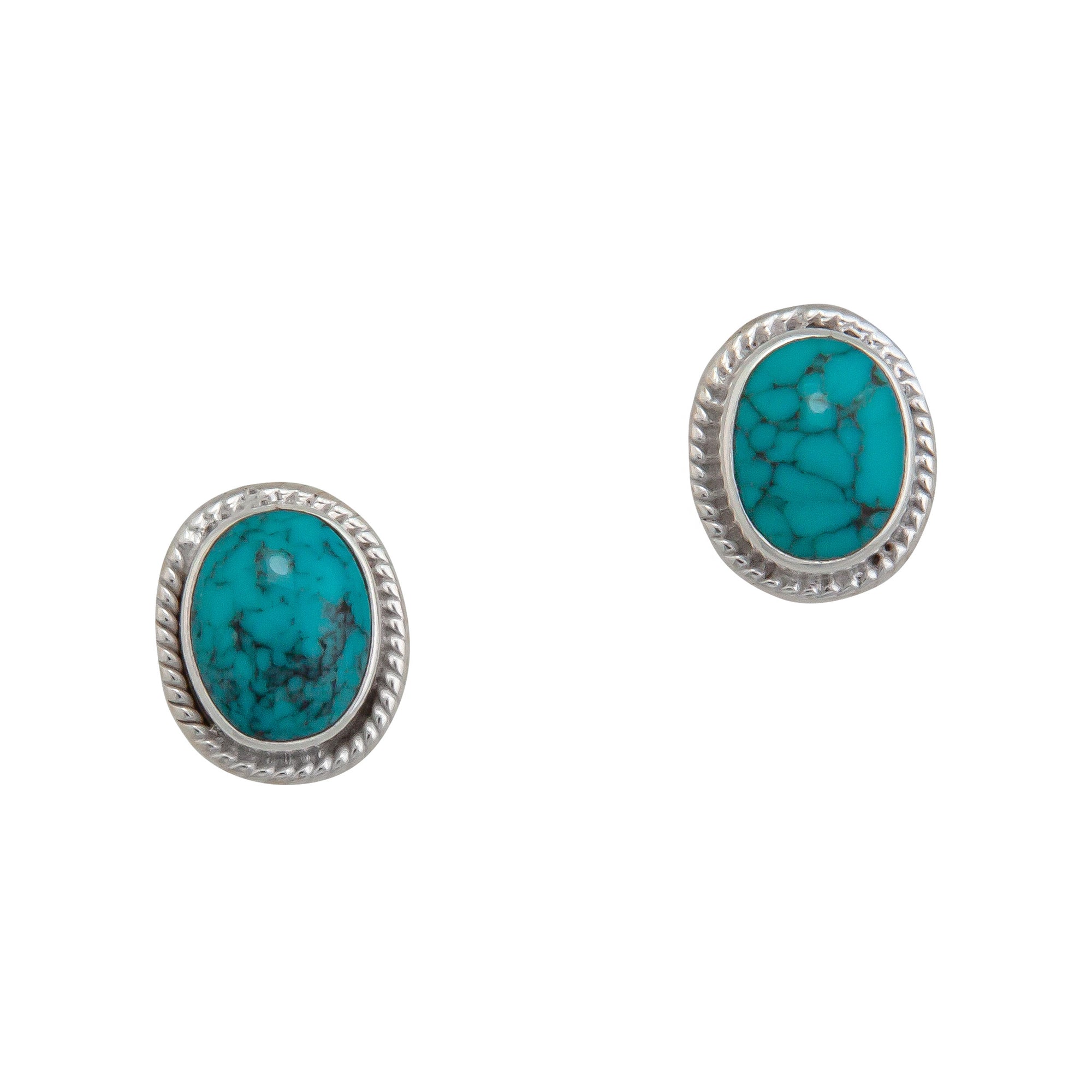 Sterling Silver Turquoise Rope Post Earrings | Charles Albert Jewelry