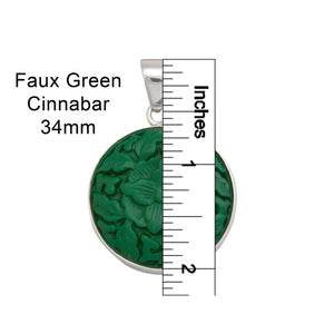 Sterling Silver Green Cinnabar Flower Pendant