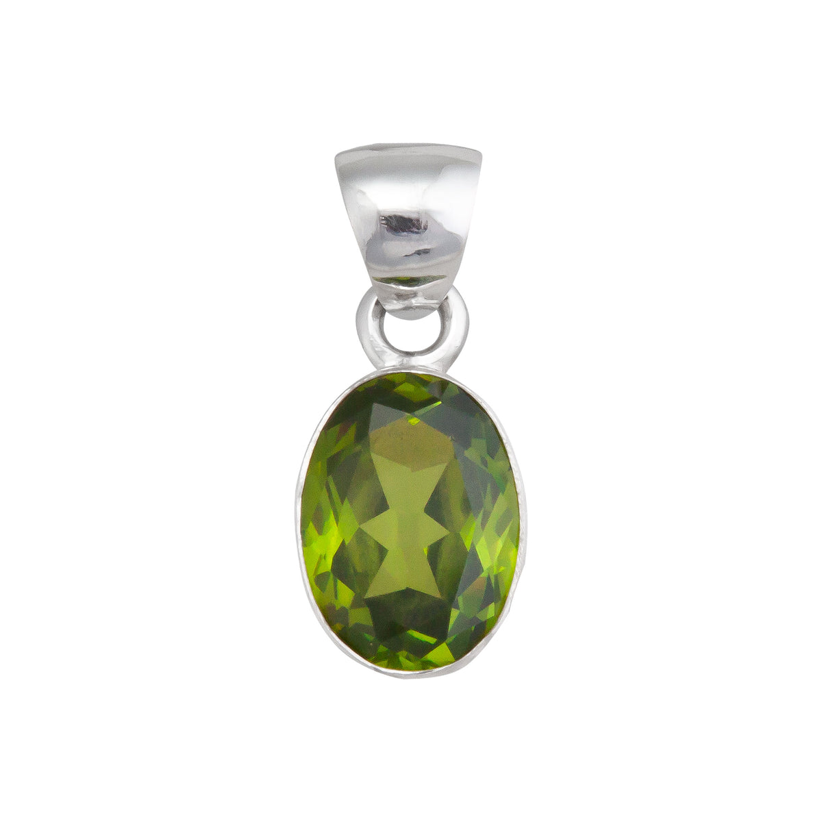 Sterling Silver Lab Created Peridot Oval Pendant | Charles Albert Jewelry
