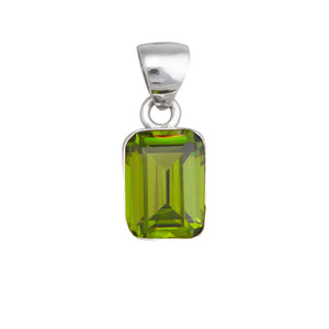 Sterling Silver Lab Created Peridot Rectangle Pendant  | Charles Albert Jewelry