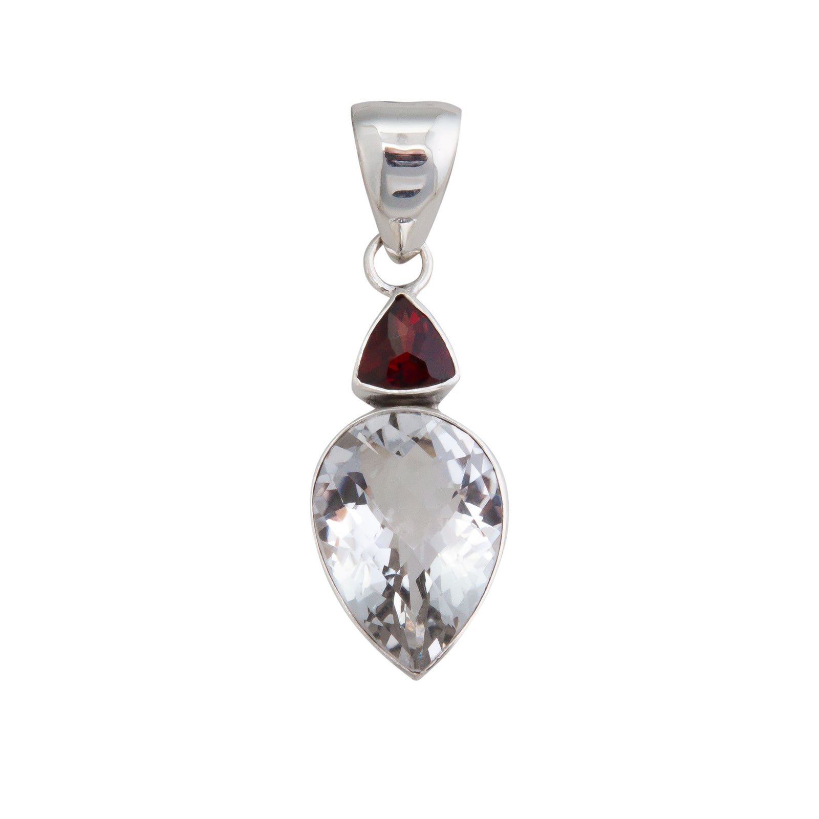 Sterling Silver Garnet and Quartz Double Pendant | Charles Albert Jewelry