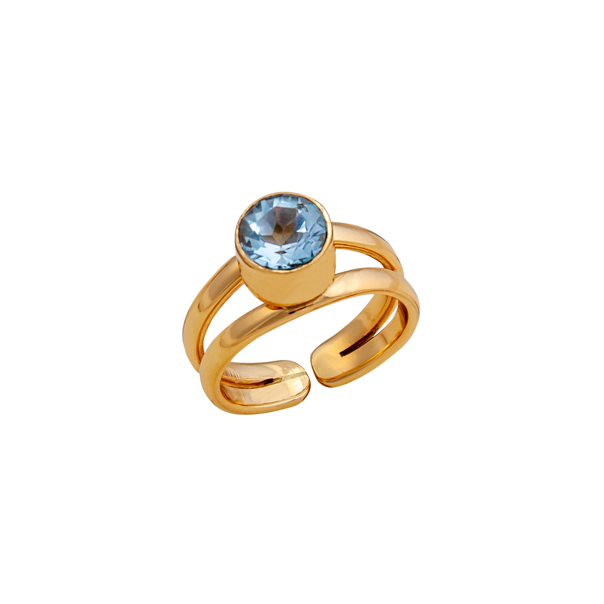 Alchemia Round Blue Topaz Cuff Ring | Charles Albert Jewelry