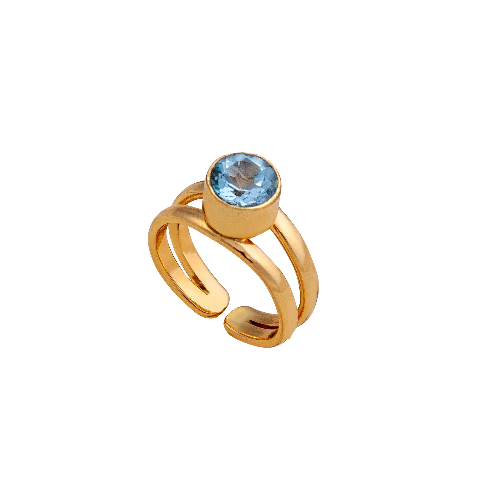 Alchemia Round Blue Topaz Cuff Ring | Charles Albert Jewelry