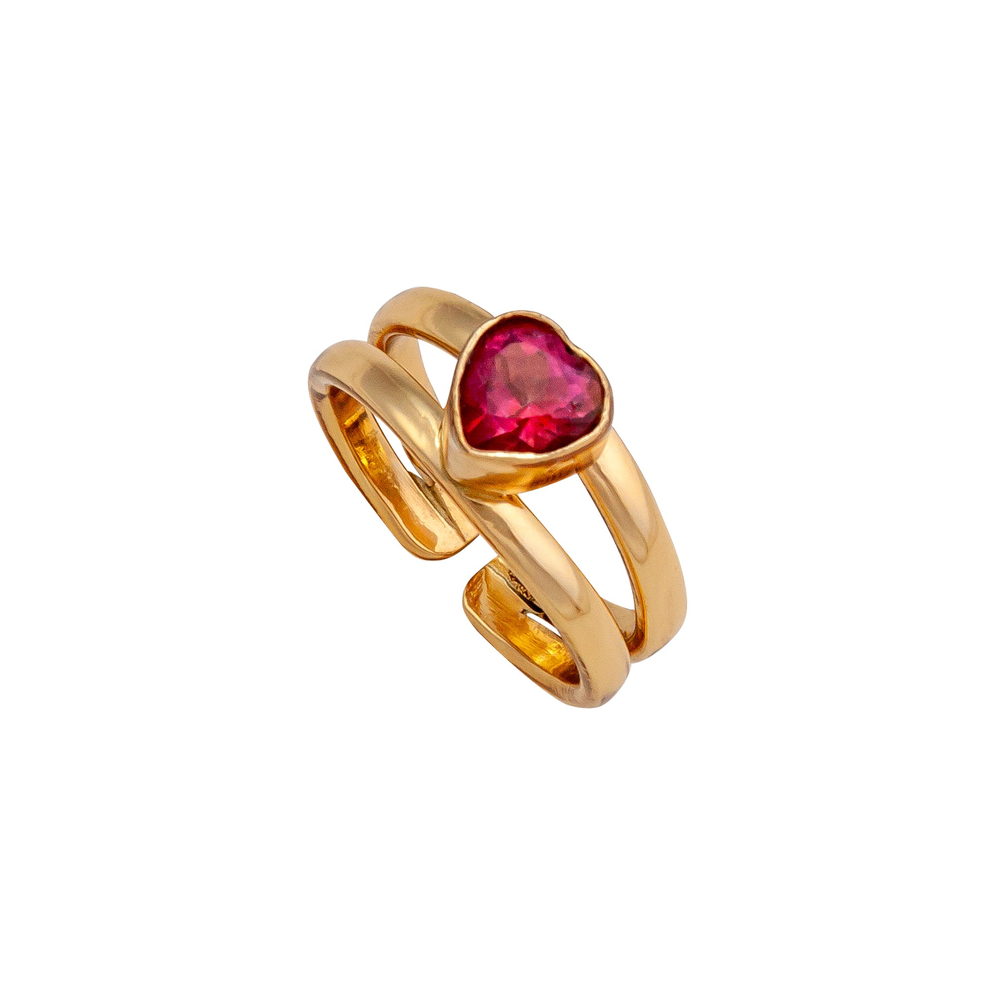 Alchemia Coated Quartz Heart Cuff Ring | Charles Albert Jewelry