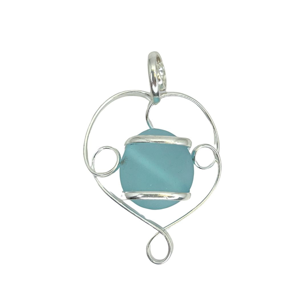 Silver Plated Glass Beaded Swirl Pendant