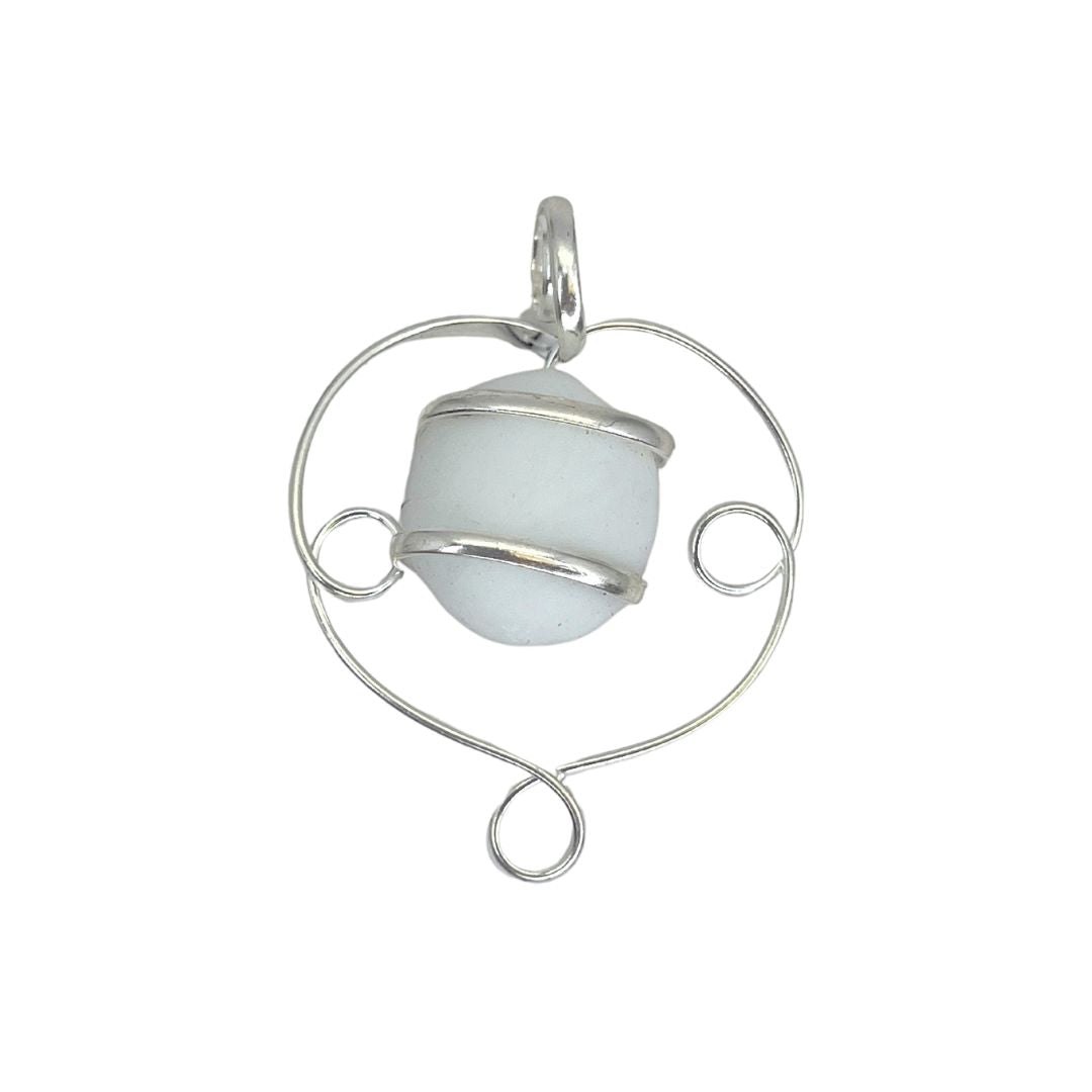 Silver Plated Glass Beaded Swirl Pendant