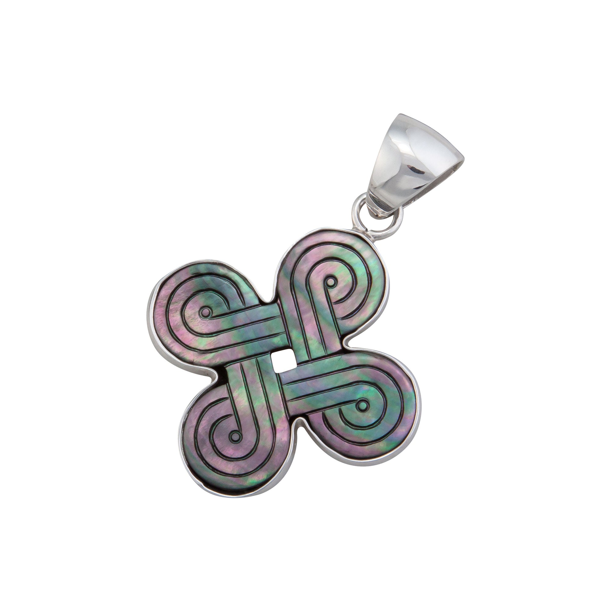 Sterling Silver Gray Mother of Pearl Celtic Knot Pendant | Charles Albert Jewelry