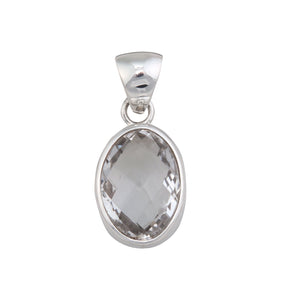 Sterling Silver Clear Quartz Oval Pendant | Charles Albert Jewelry 