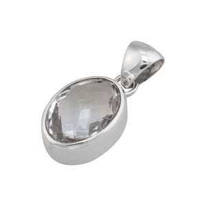 Sterling Silver Clear Quartz Oval Pendant | Charles Albert Jewelry 