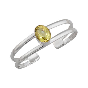 Sterling Silver Citrine Double Band Cuff | Charles Albert Jewelry