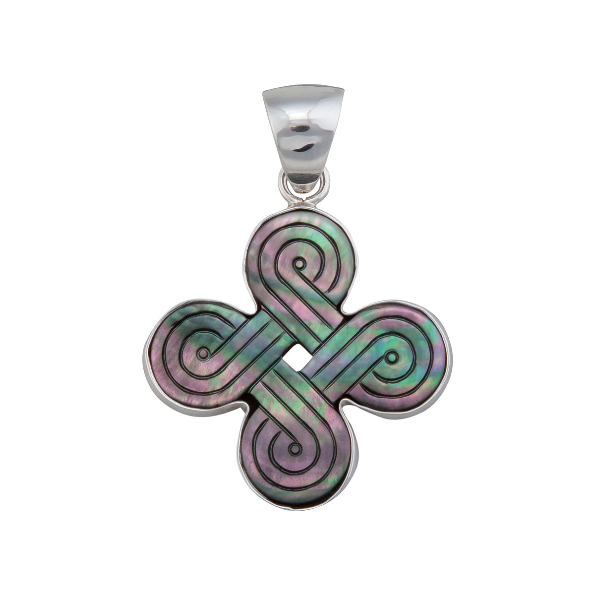 Sterling Silver Gray Mother of Pearl Celtic Knot Pendant | Charles Albert Jewelry
