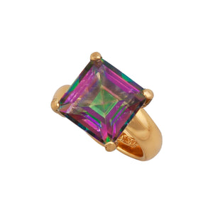 Alchemia Rainbow Mystic Quartz Princess Cut Prong Ring | Charles Albert Jewelry
