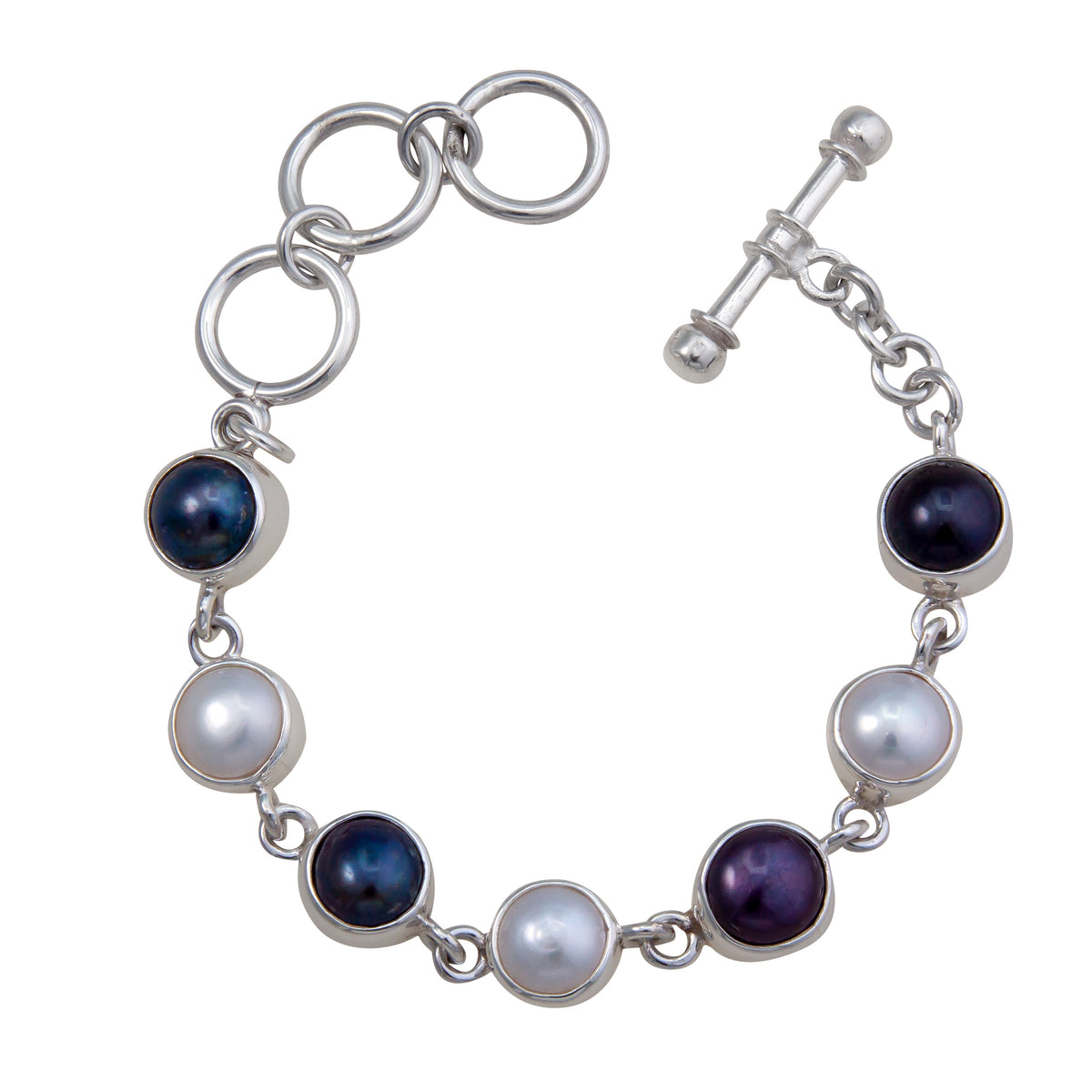 Sterling Silver Gray and White Pearl Bracelet | Charles Albert Jewelry