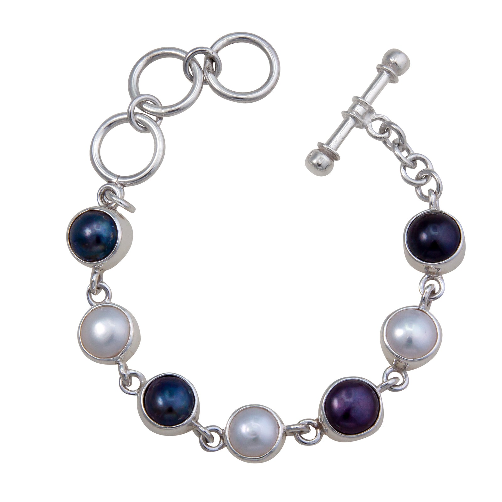 Sterling Silver Gray and White Pearl Bracelet | Charles Albert Jewelry