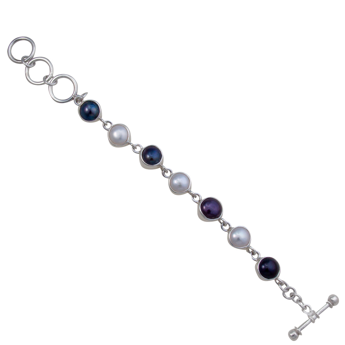 Sterling Silver Gray and White Pearl Bracelet | Charles Albert Jewelry