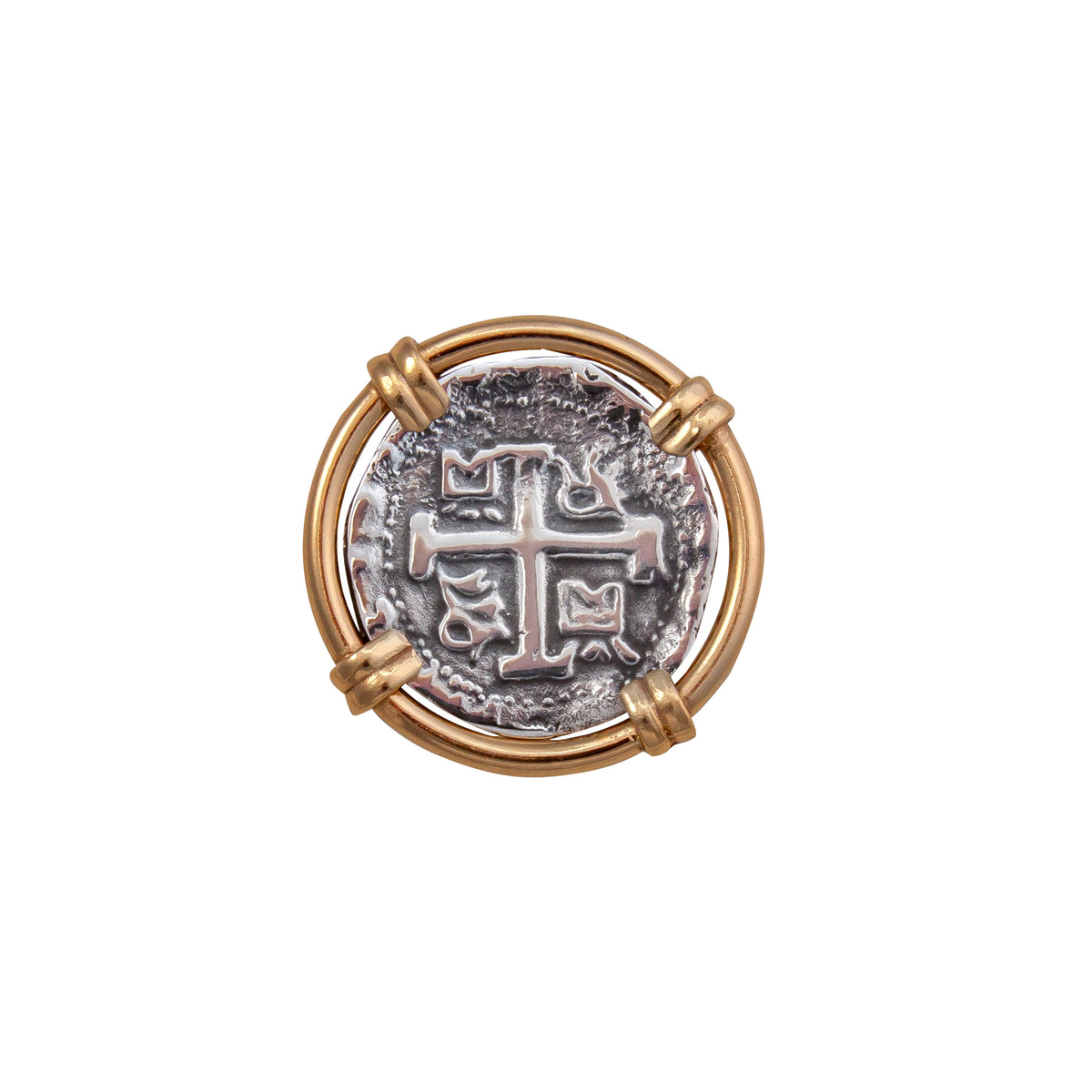 Sterling Silver and Alchemia Treasure Coin Adjustable Prong Set Ring | Charles Albert Jewelry