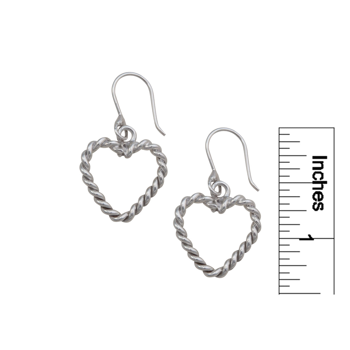 Sterling Silver Heart Rope Drop Earrings | Charles Albert Jewelry