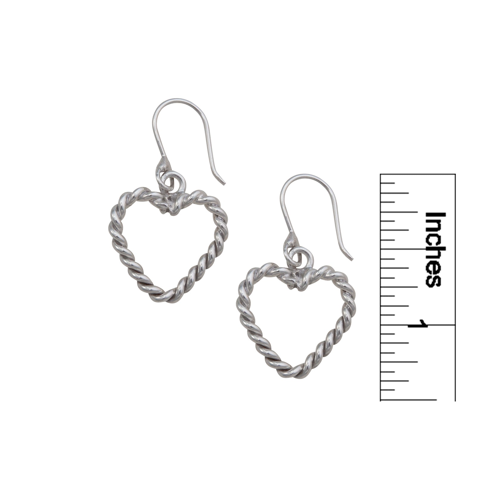 Sterling Silver Heart Rope Drop Earrings | Charles Albert Jewelry