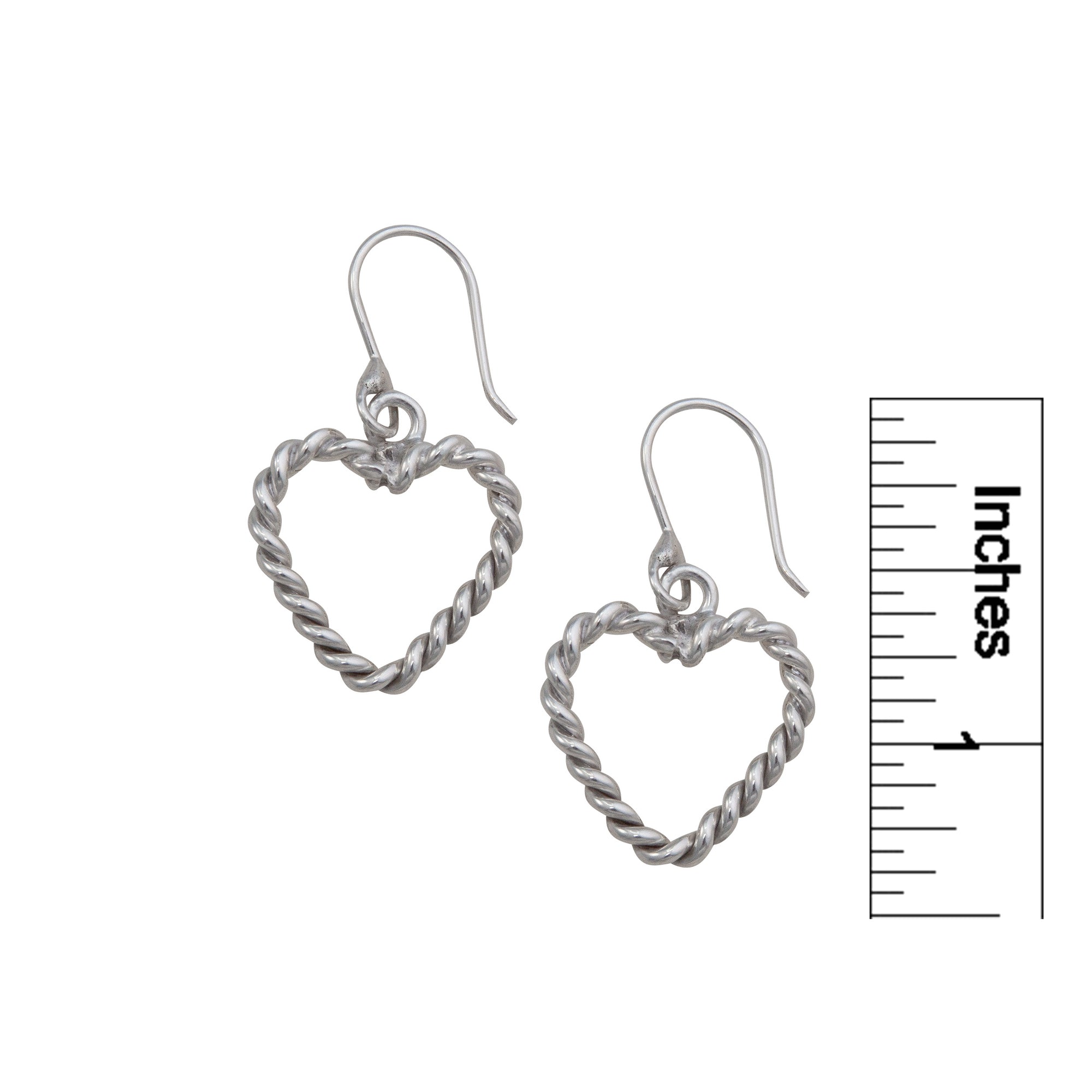 Sterling Silver Heart Rope Drop Earrings | Charles Albert Jewelry