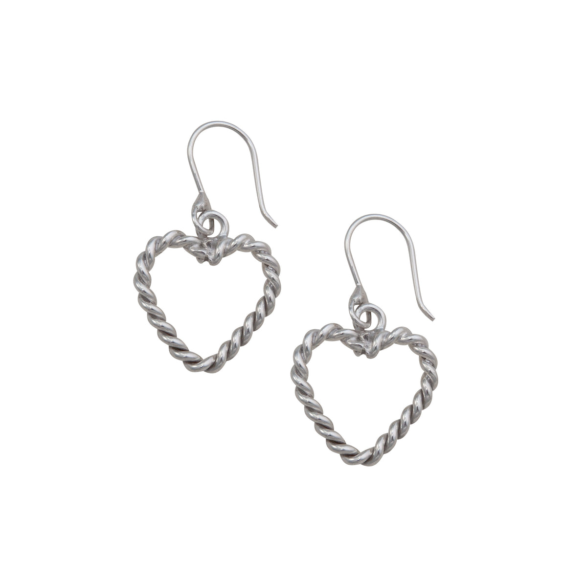 Sterling Silver Heart Rope Drop Earrings | Charles Albert Jewelry