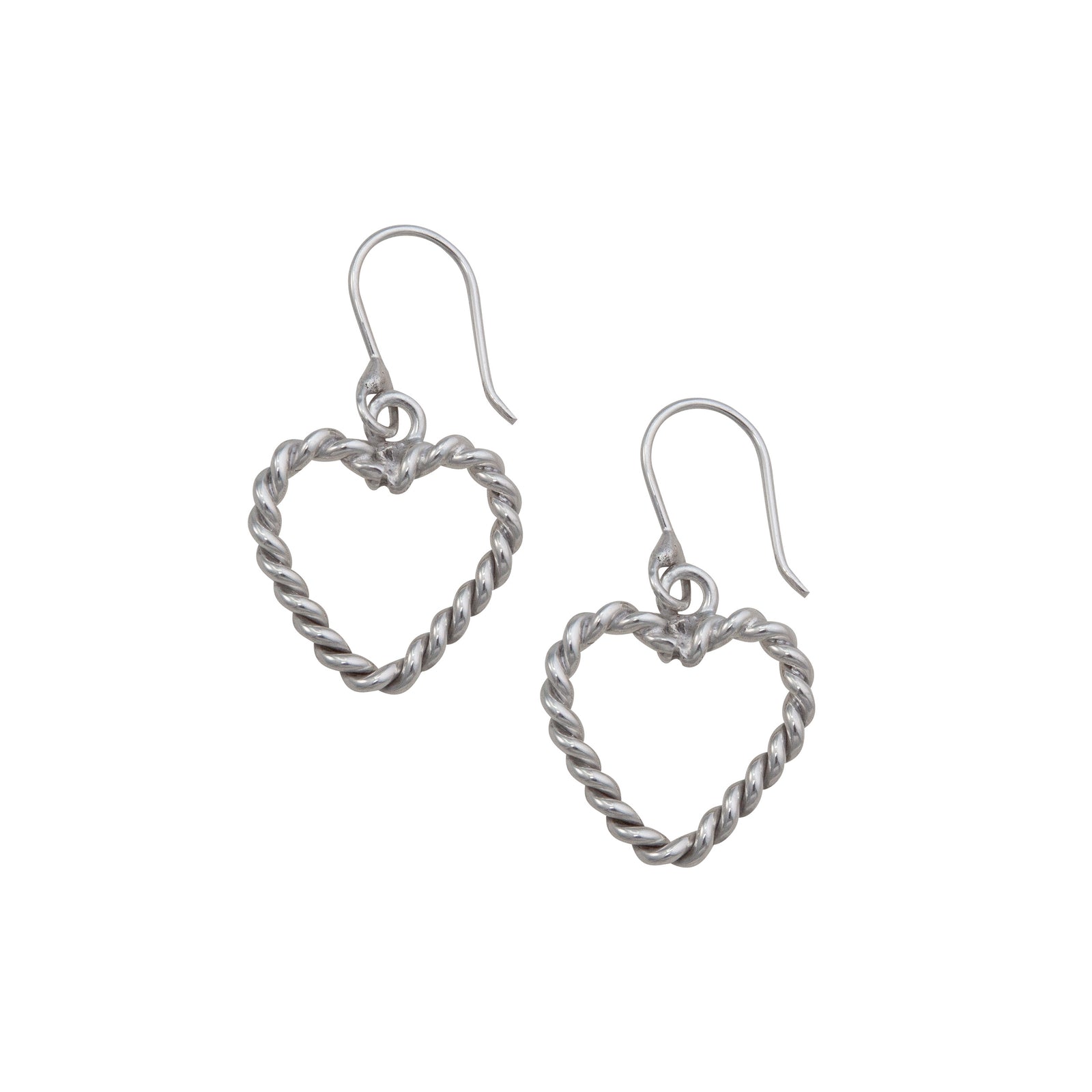 Sterling Silver Heart Rope Drop Earrings | Charles Albert Jewelry