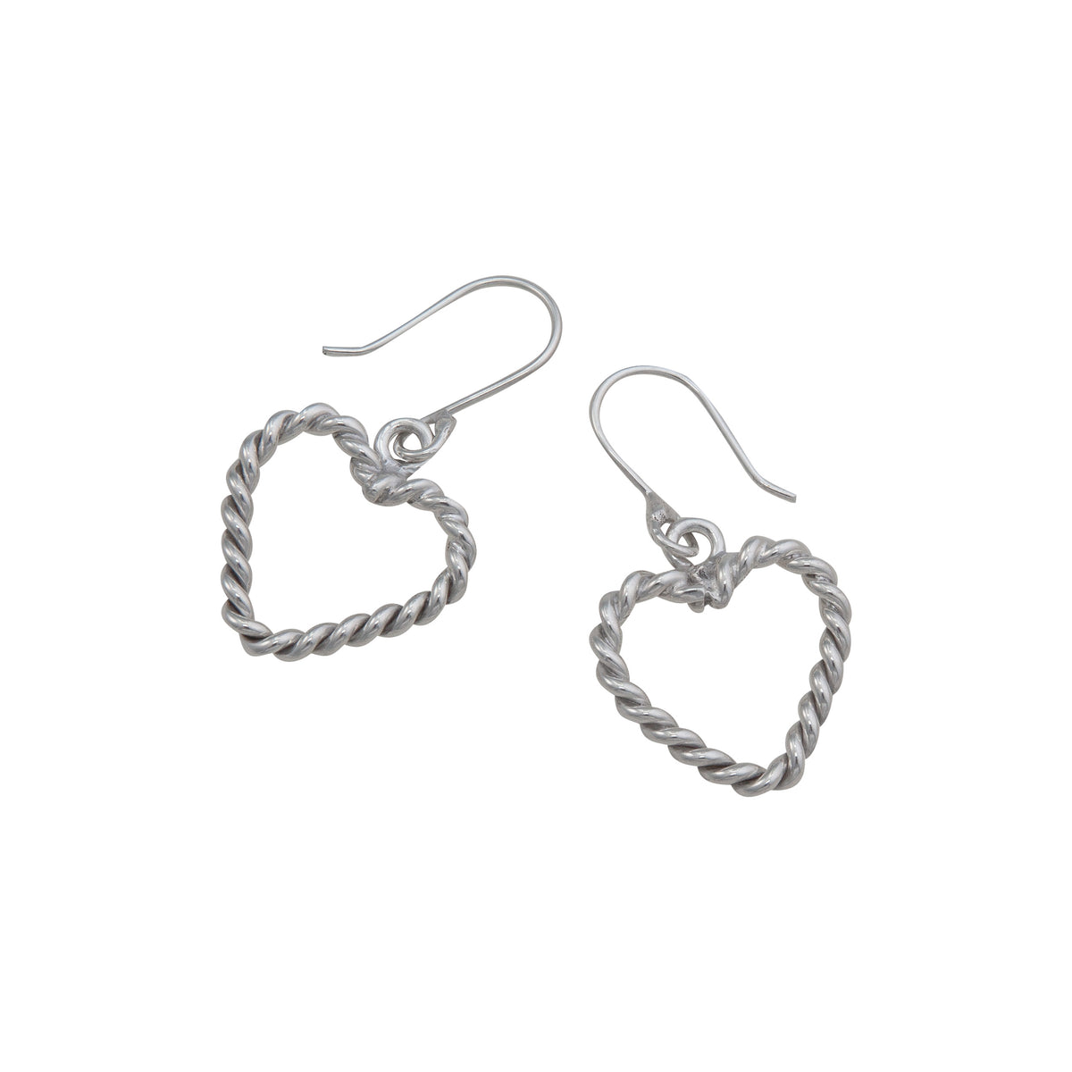 Sterling Silver Heart Rope Drop Earrings | Charles Albert Jewelry