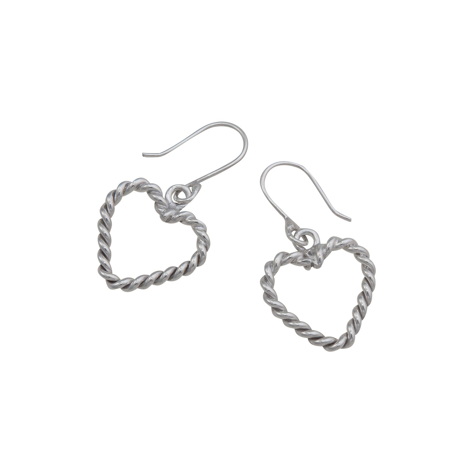 Sterling Silver Heart Rope Drop Earrings | Charles Albert Jewelry