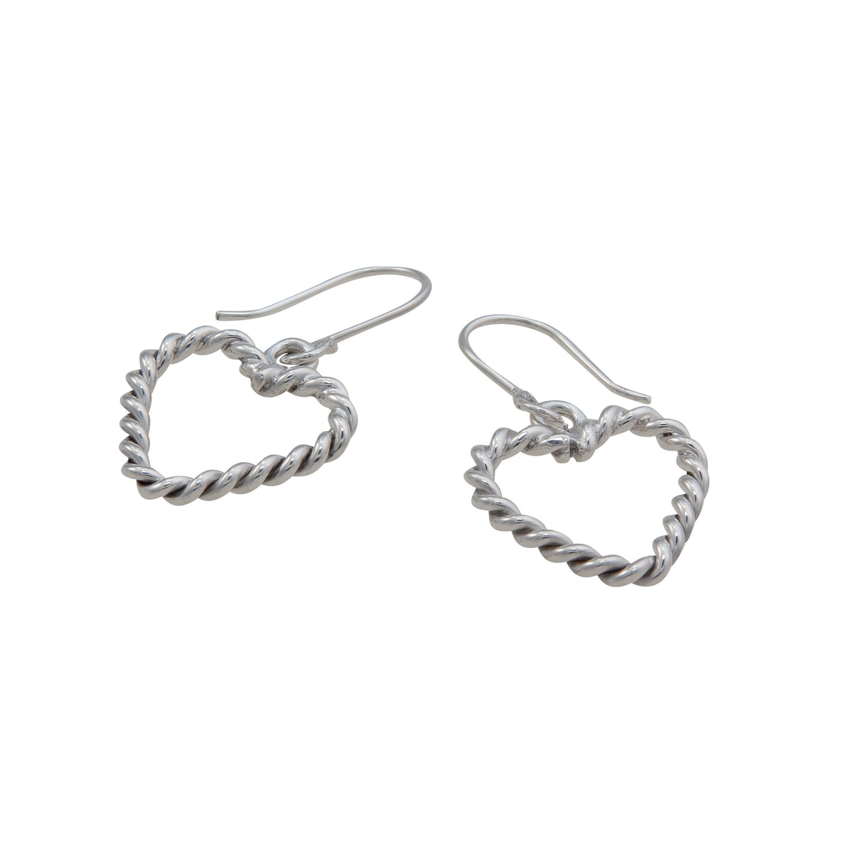 Sterling Silver Heart Rope Drop Earrings | Charles Albert Jewelry