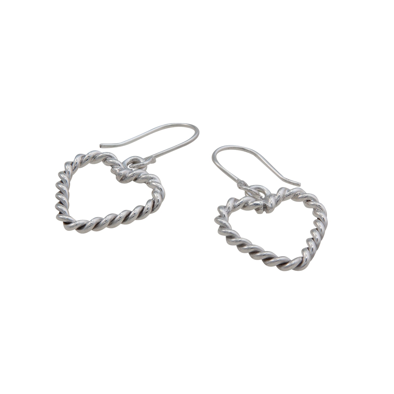 Sterling Silver Heart Rope Drop Earrings | Charles Albert Jewelry