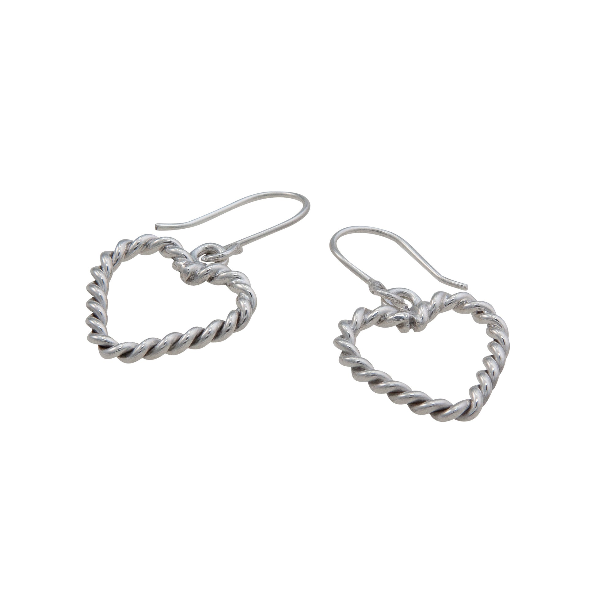 Sterling Silver Heart Rope Drop Earrings | Charles Albert Jewelry