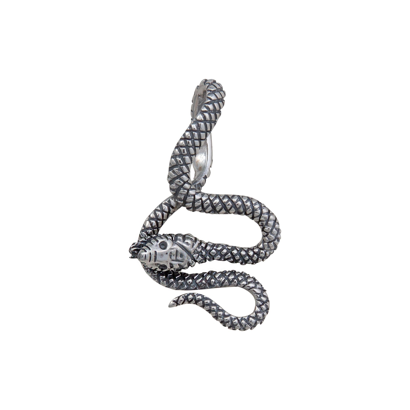 Sterling Silver Oxidized Snake Pendant | Charles Albert Jewelry