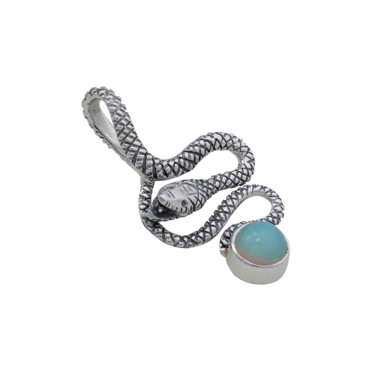 Sterling Silver Opal Snake Pendant | Charles Albert Jewelry