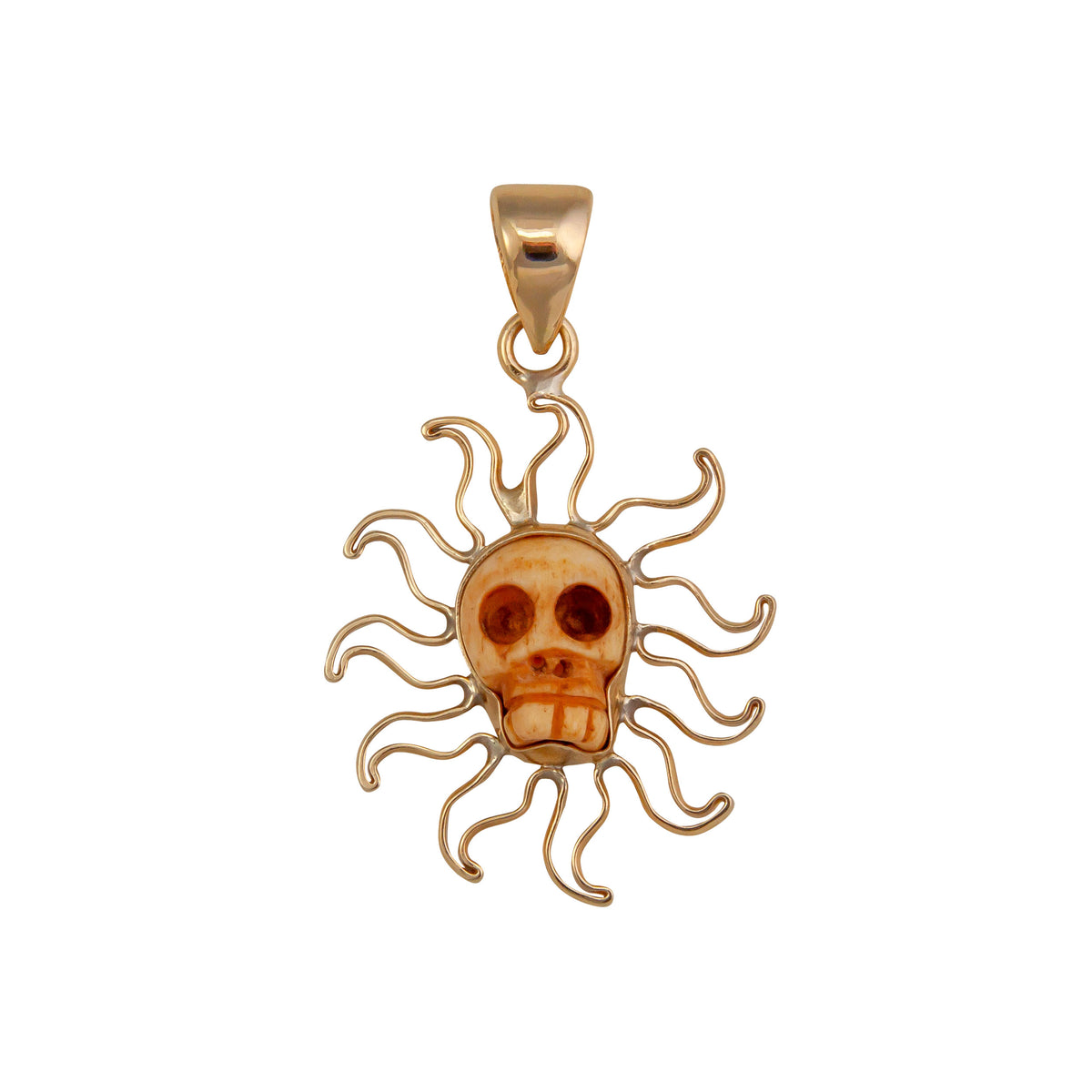 Alchemia Bone Skull Sun Pendant | Charles Albert Jewelry