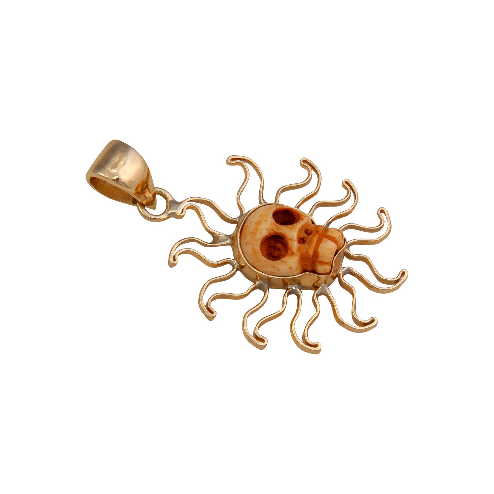 Alchemia Bone Skull Sun Pendant | Charles Albert Jewelry