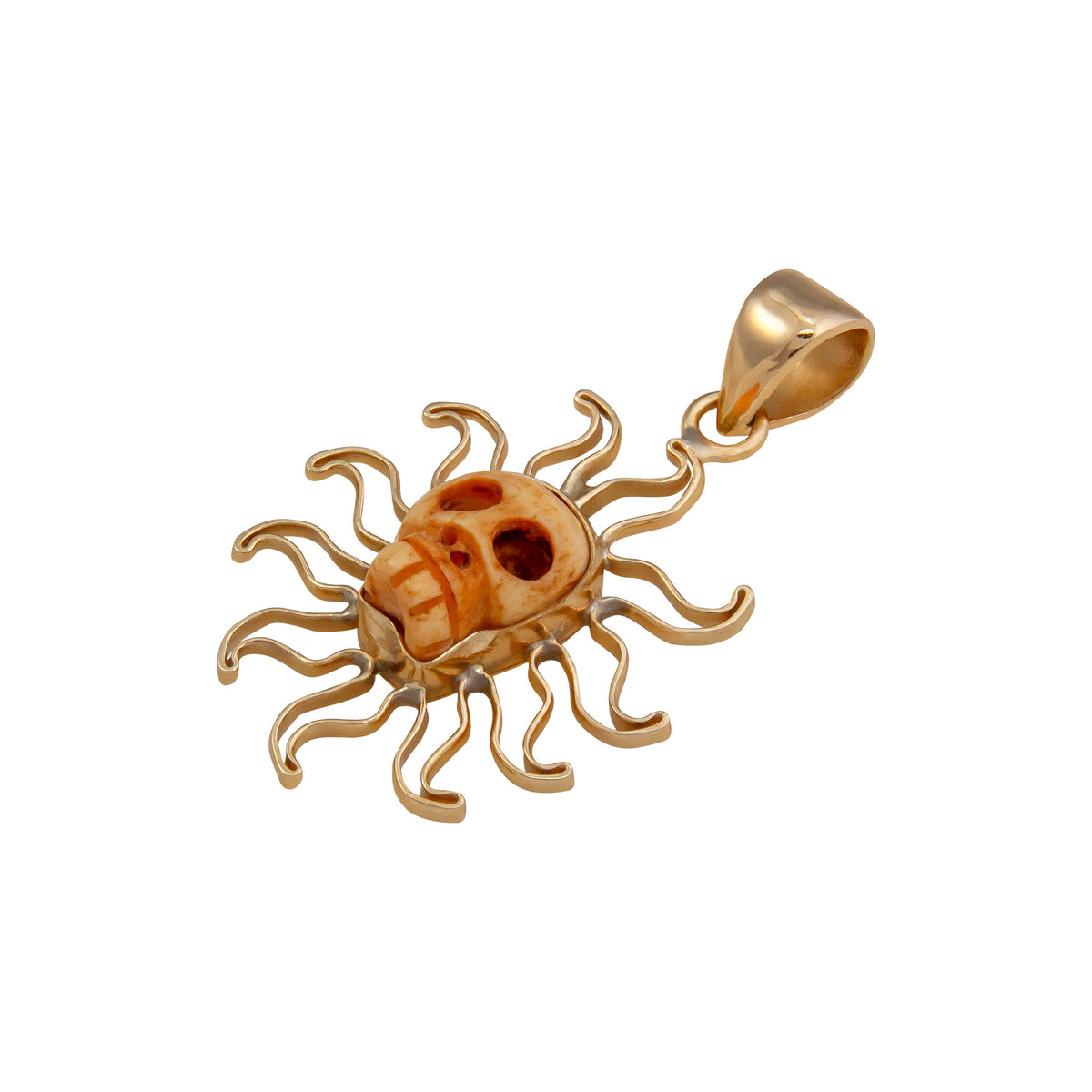 Alchemia Bone Skull Sun Pendant | Charles Albert Jewelry