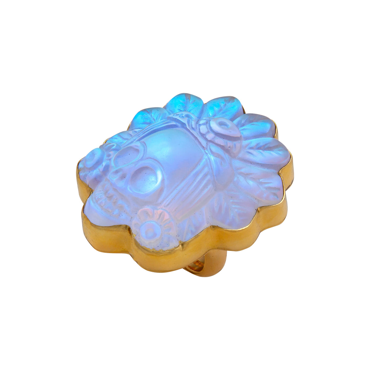 Alchemia Luminite Headdress Skull Adjustable Ring | Charles Albert Jewelry