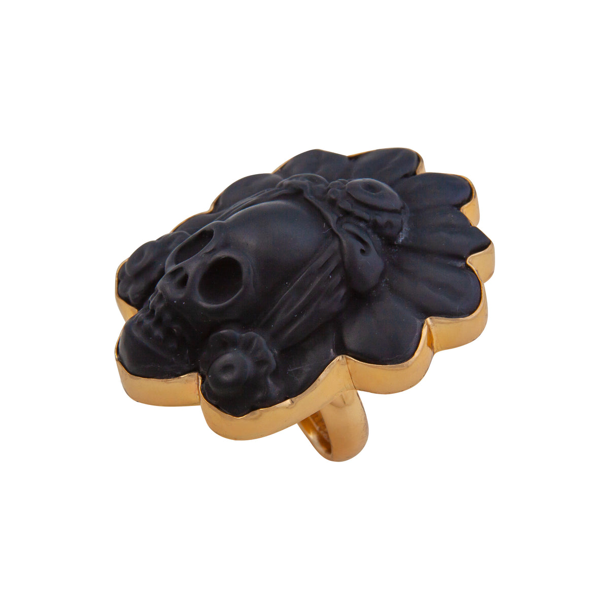 Alchemia Obsidian Headdress Skull Adjustable Ring