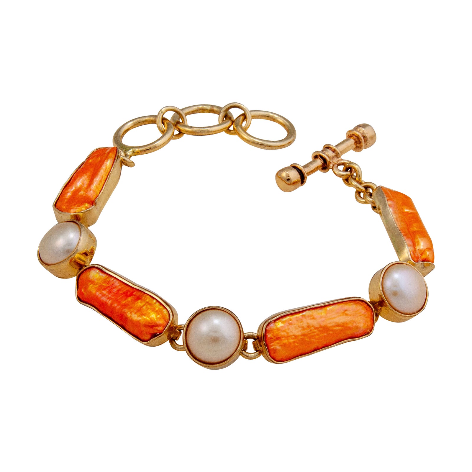 Alchemia Sunset Pearl and Biwa Pearl Bracelet | Charles Albert Jewelry