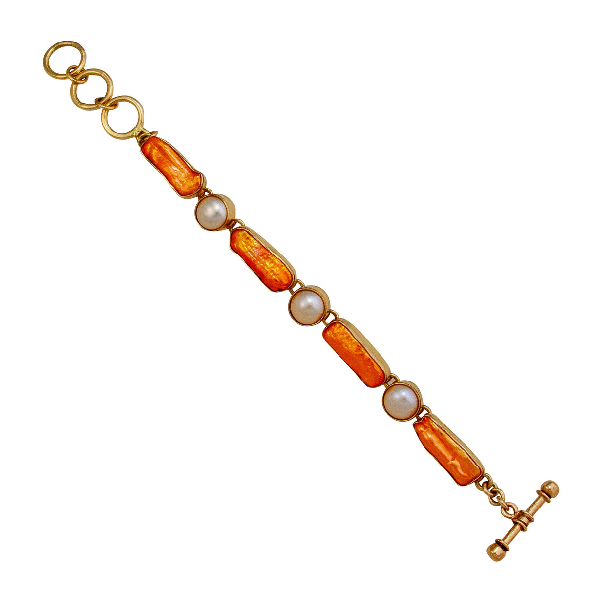 Alchemia Sunset Pearl and Biwa Pearl Bracelet | Charles Albert Jewelry