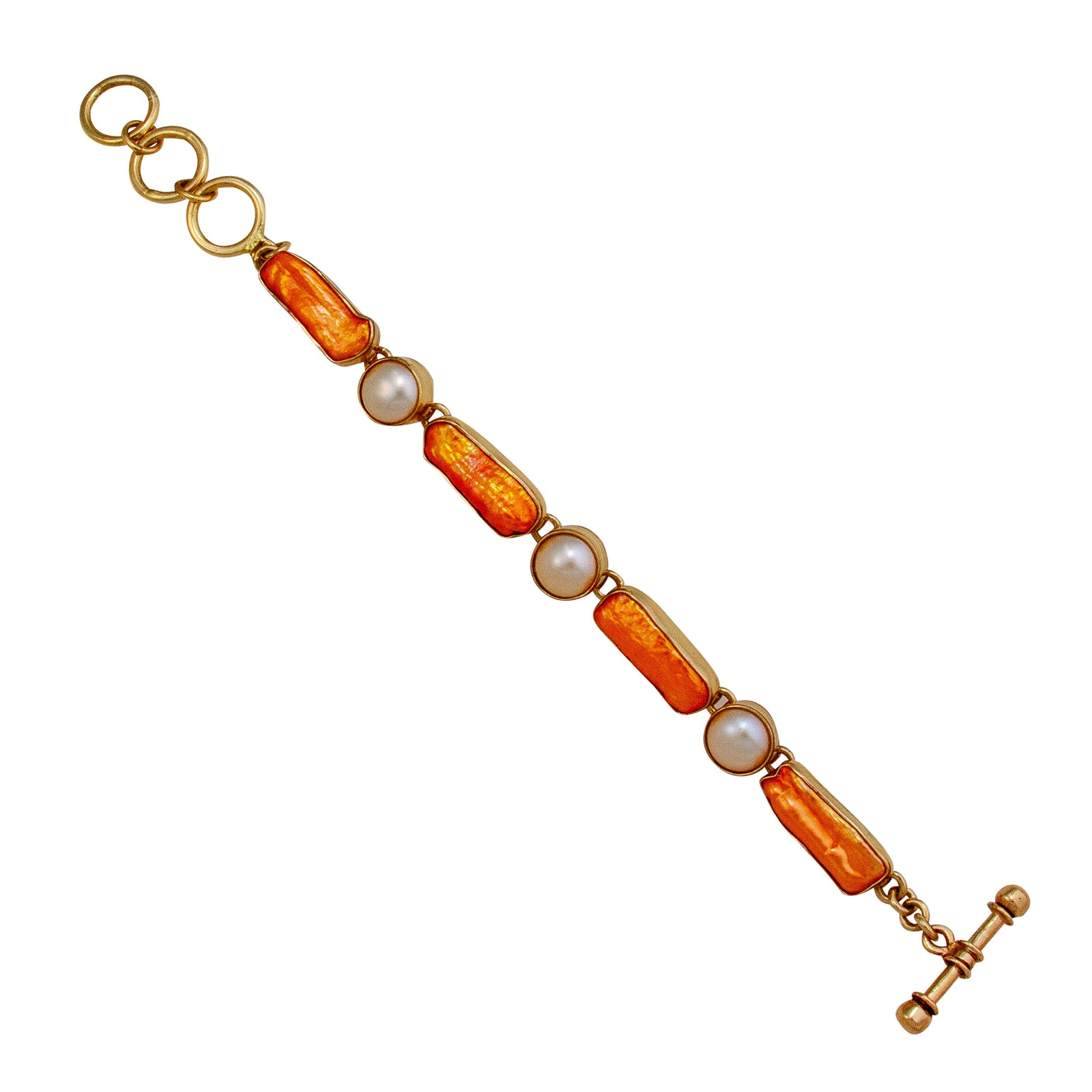 Alchemia Sunset Pearl and Biwa Pearl Bracelet | Charles Albert Jewelry