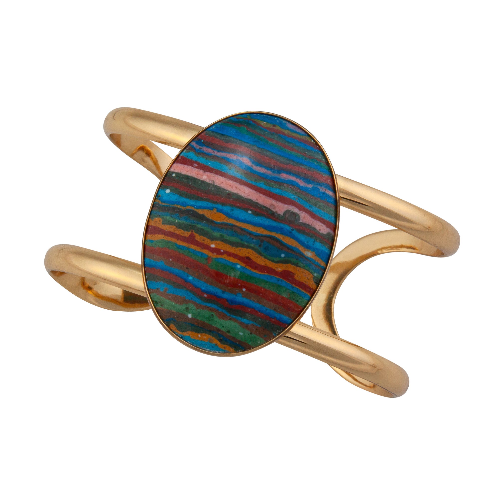 Alchemia Rainbow Calsilica Double Band Cuff | Charles Albert Jewelry