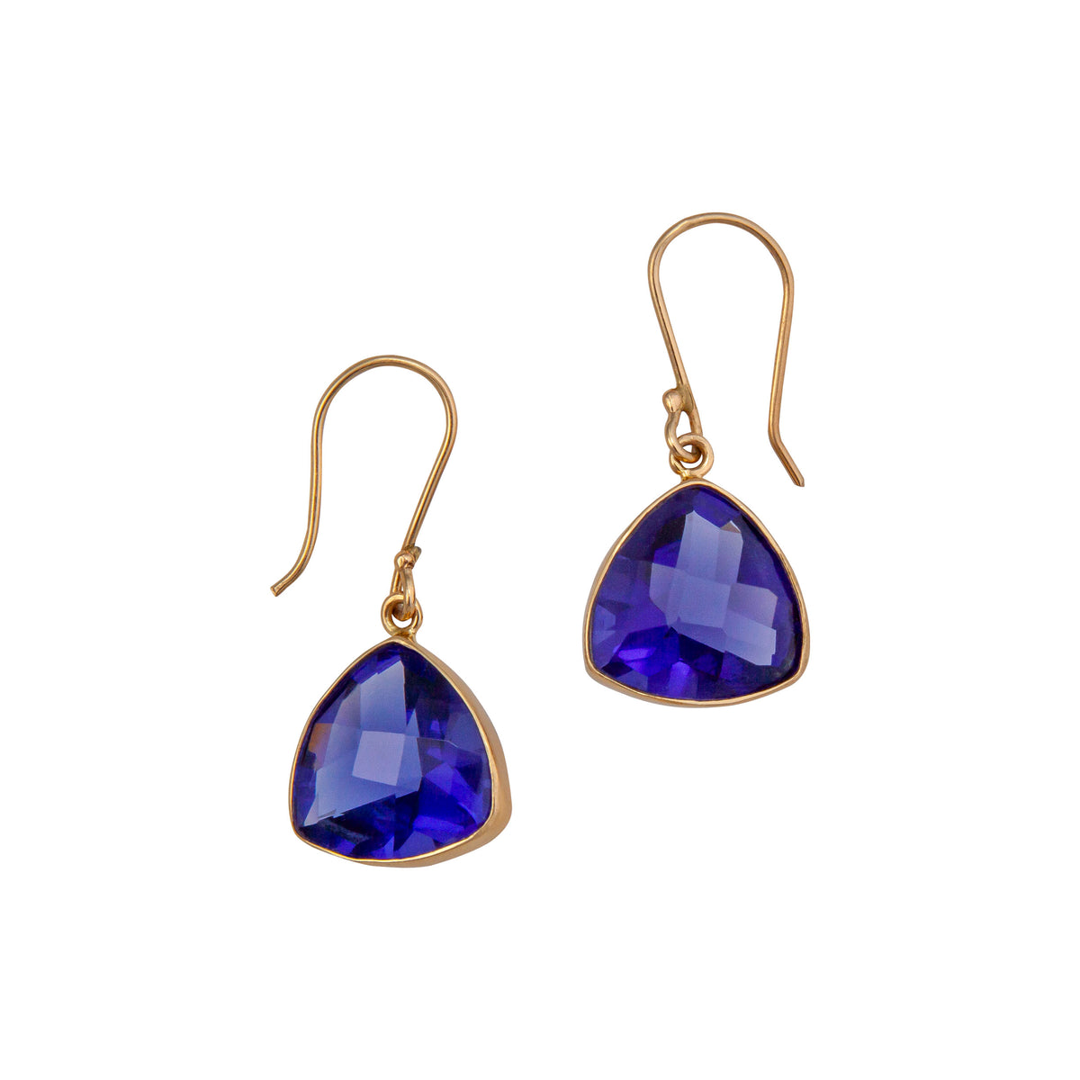 Alchemia Lab Created Tanzanite Trillion Drop Earrings | Charles Albert Jewelry
