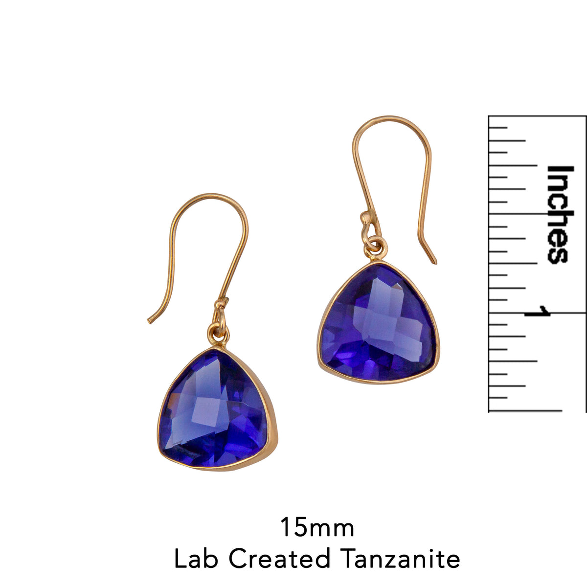Alchemia Lab Created Tanzanite Trillion Drop Earrings | Charles Albert Jewelry