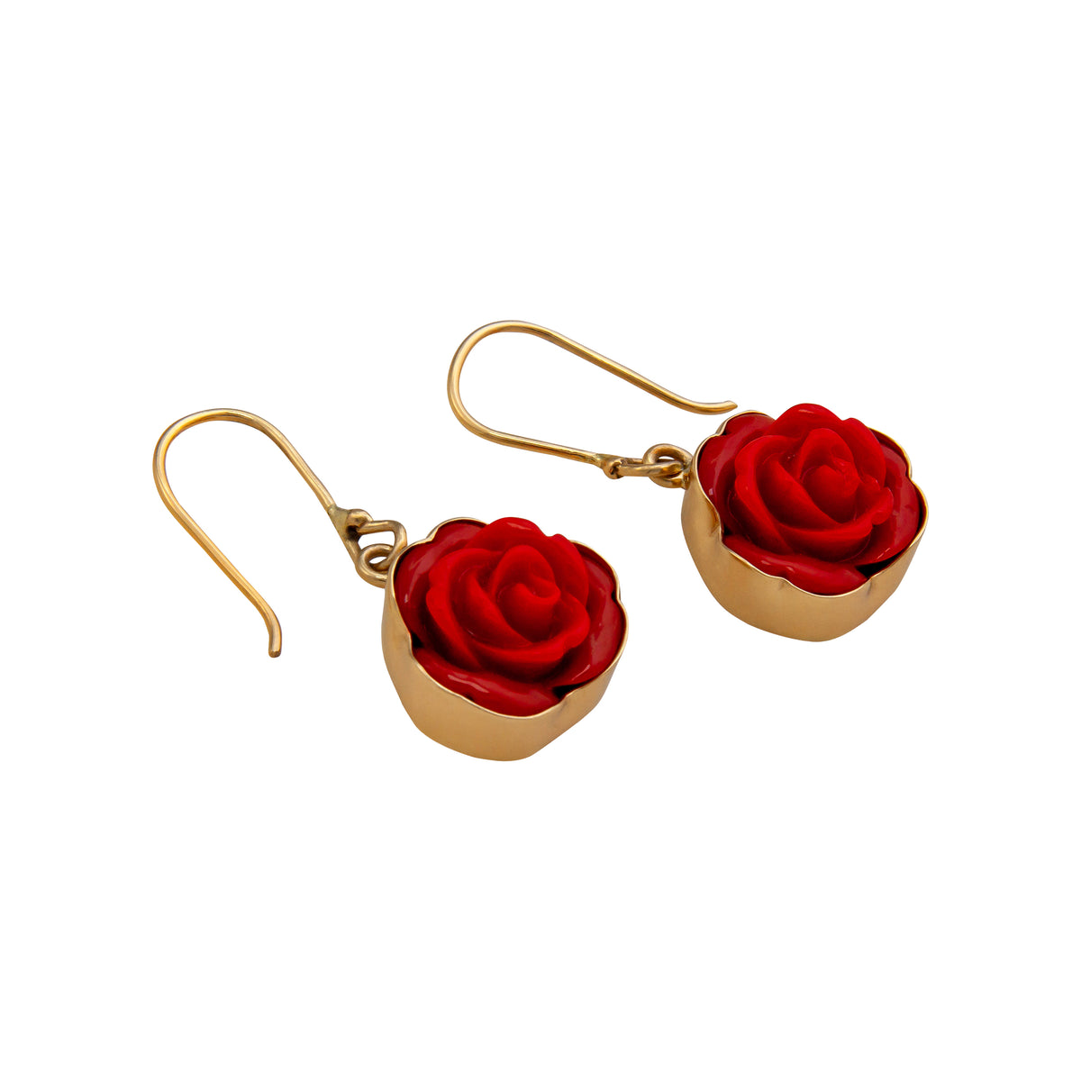 Alchemia Red Resin Rose Drop Earrings | Charles Albert Jewelry