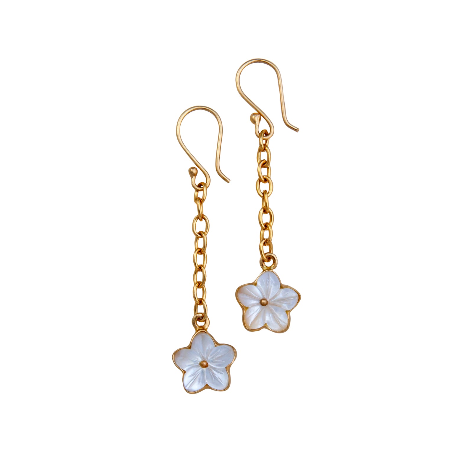 Alchemia Mother of Pearl Flower Chain Drop Earrings | Charles Albert Jewelry