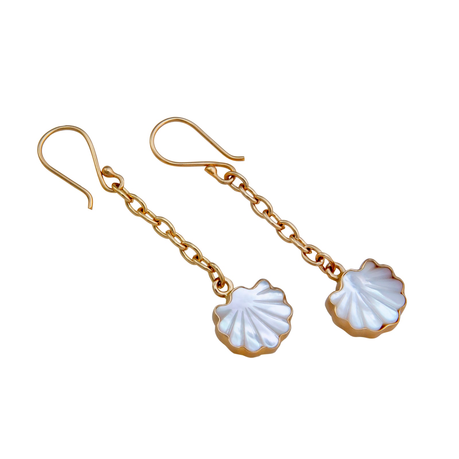Alchemia Mother of Pearl Clam Chain Drop Earrings | Charles Albert Jewelry