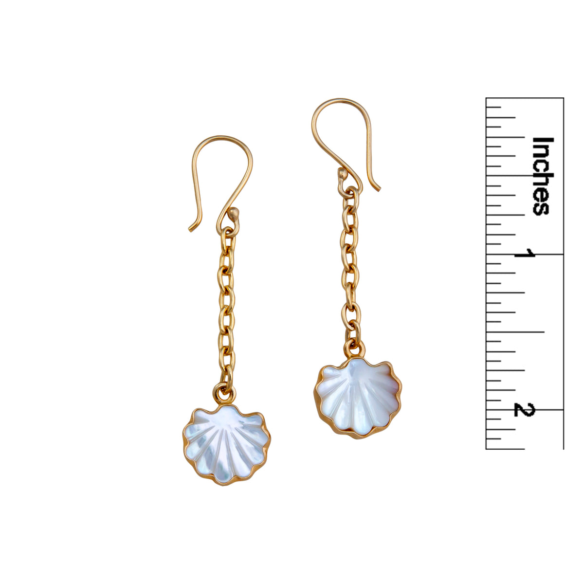 Alchemia Mother of Pearl Clam Chain Drop Earrings | Charles Albert Jewelry